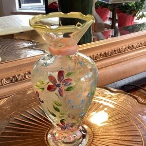 Tracy Porter Floral Glass Vase with Yellow and Pink Accents